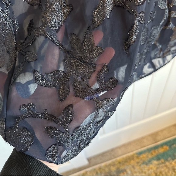 Navy blue embellished overlay sleeveless cowl neck shift dress, super flattering - Picture 4 of 10